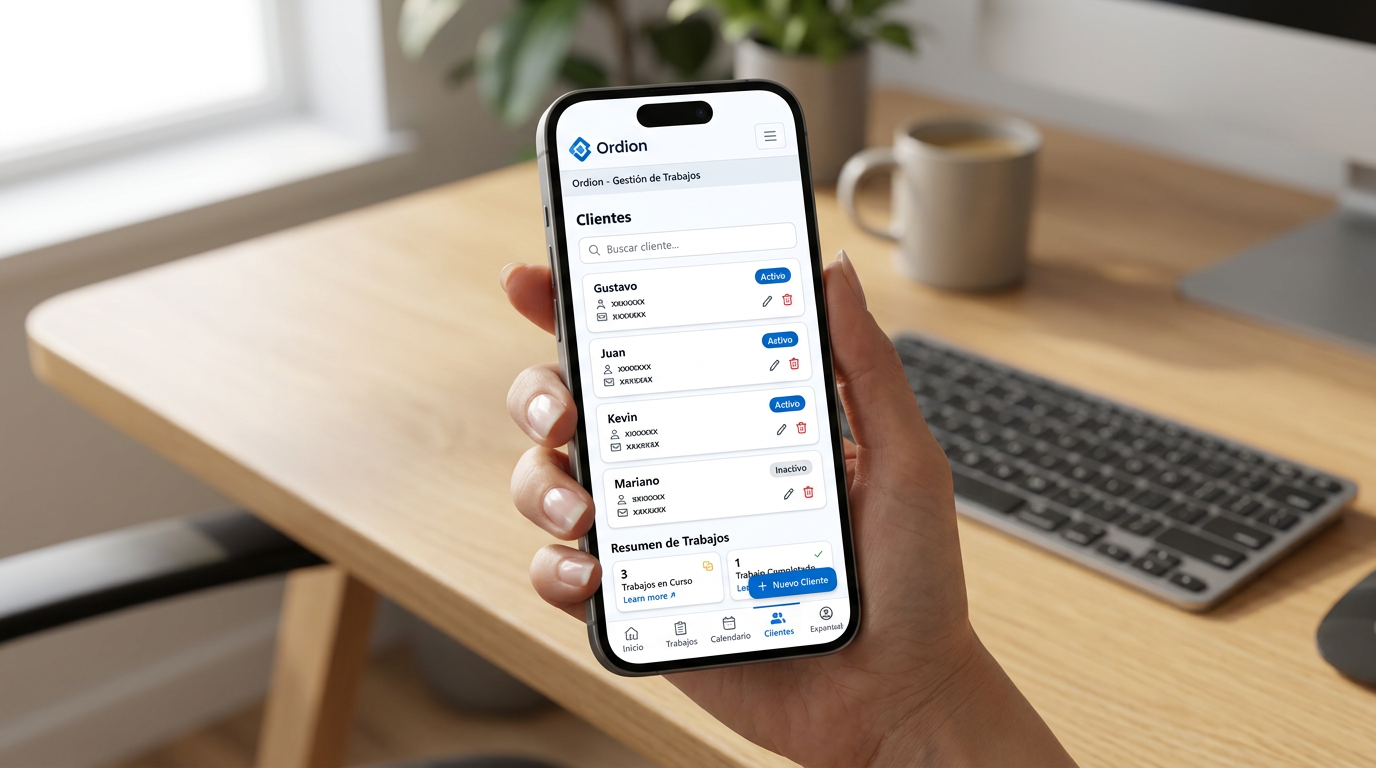 Gestión de clientes de Ordion desde el celular